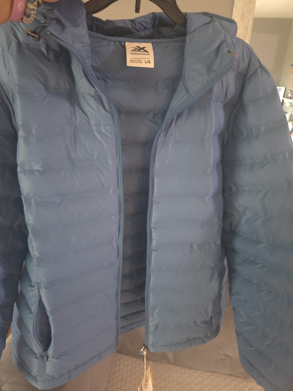 ZeroXposur 0% Down Hooded Puffer Jacket Puffer Jacket in Blue Size Large